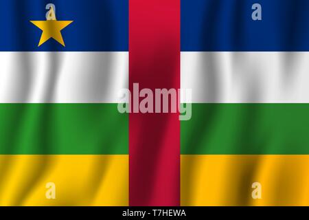 Central-African Republic realistic waving flag vector illustration. National country background symbol. Independence day. Stock Vector