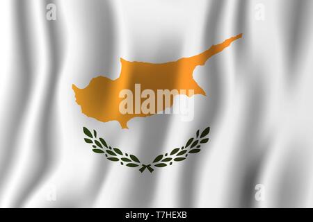 Cyprus realistic waving flag vector illustration. National country background symbol. Independence day. Stock Vector