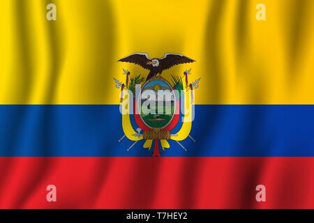Ecuador waving flag vector illustration. National country background symbol. Independence day. Stock Vector