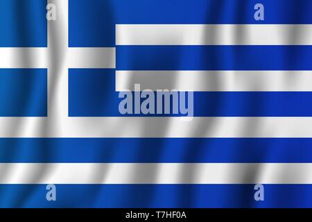 Greece realistic waving flag vector illustration. National country background symbol. Independence day. Stock Vector