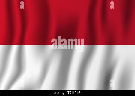 Indonesia realistic waving flag vector illustration. National country background symbol. Independence day. Stock Vector