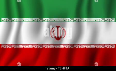 Iran realistic waving flag vector illustration. National country background symbol. Independence day. Stock Vector