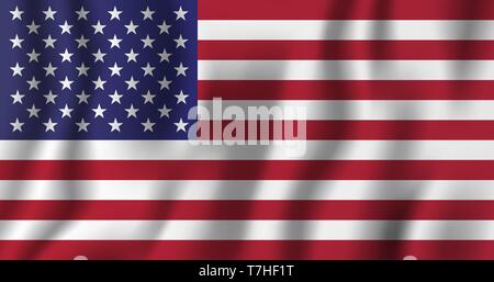 USA realistic waving flag vector illustration. National country background symbol. Independence day. Stock Vector