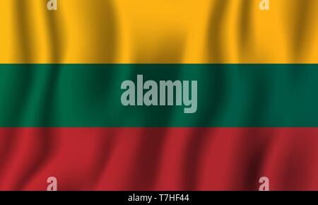 Lithuania realistic waving flag vector illustration. National country background symbol. Independence day. Stock Vector