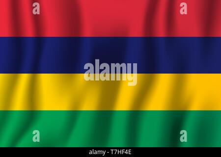 Mauritius realistic waving flag vector illustration. National country background symbol. Independence day. Stock Vector