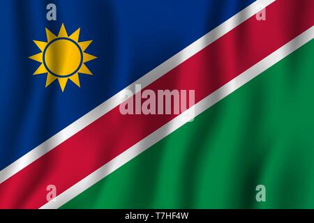 Namibia realistic waving flag vector illustration. National country background symbol. Independence day. Stock Vector