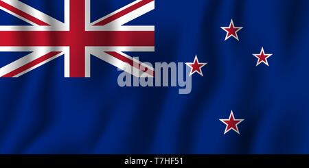 New Zealand realistic waving flag vector illustration. National country background symbol. Independence day. Stock Vector