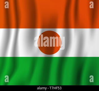 Niger realistic waving flag vector illustration. National country background symbol. Independence day. Stock Vector