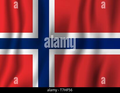 Norway realistic waving flag vector illustration. National country background symbol. Independence day. Stock Vector