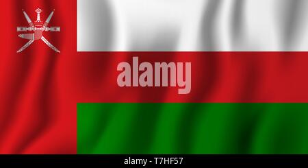 Oman realistic waving flag vector illustration. National country background symbol. Independence day. Stock Vector