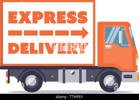 Express delivery truck flat design isolated on white background vector illustration Stock Vector