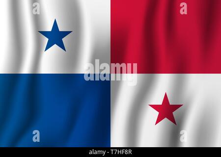 Panama realistic waving flag vector illustration. National country background symbol. Independence day. Stock Vector