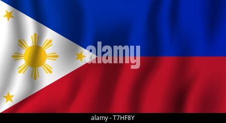 Philippines realistic waving flag vector illustration. National country background symbol. Independence day. Stock Vector