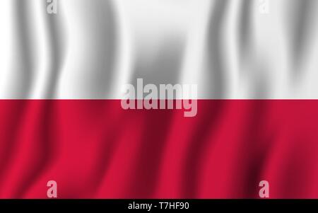 Poland realistic waving flag vector illustration. National country background symbol. Independence day. Stock Vector