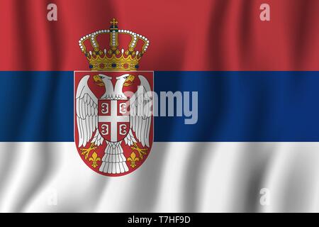 Serbia realistic waving flag vector illustration. National country background symbol. Independence day. Stock Vector