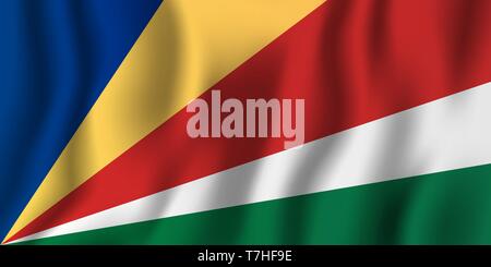 Seychelles realistic waving flag vector illustration. National country background symbol. Independence day. Stock Vector