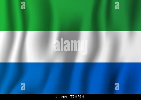 Sierra Leone realistic waving flag vector illustration. National country background symbol. Independence day. Stock Vector