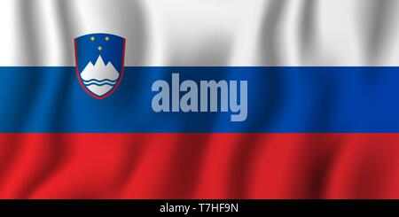 Slovenia realistic waving flag vector illustration. National country background symbol. Independence day. Stock Vector