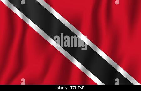 Trinidad and Tobago realistic waving flag vector illustration. National country background symbol. Independence day. Stock Vector