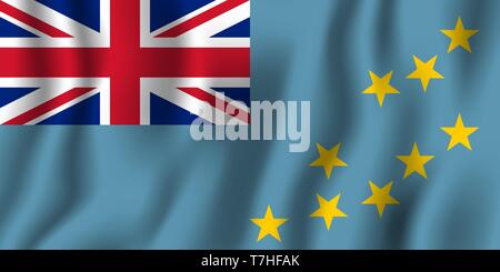 Tuvalu realistic waving flag vector illustration. National country background symbol. Independence day. Stock Vector