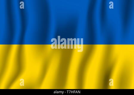 Ukraine realistic waving flag vector illustration. National country background symbol. Independence day. Stock Vector