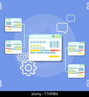 Background illustration abstract digital symbol. Element navigate mosaic composed items. Organized scheme site map sign. Design flowchart icon vector  Stock Vector
