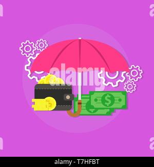 Money currency cash symbol sign. Economy banking dollar security finance. Income business payment concept icon. Mortgage deposit plan risk investment. Stock Vector