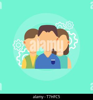 Teamwork business people together symbol. Professional team person group vector. Togetherness partnership work success connection. Management agreemen Stock Vector