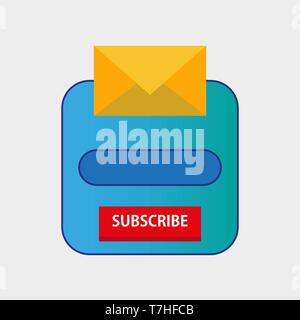 Email subscribe newsletter popup form template online. Marketing icon button icon design. Web subscription website envelope mail. Flat message submit  Stock Vector