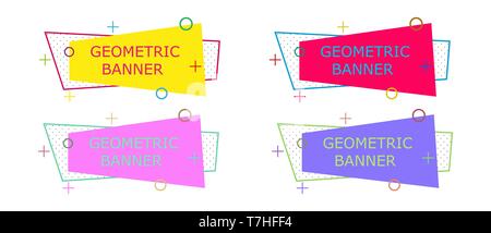 Geometric banner background design. Abstract illustration colorful vector. Wallpaper template modern shape grpahic decoration. Minimal flyer brochure  Stock Vector