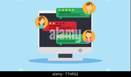 Customer review symbol concept. Feedback sign reputation excellent survey internet. Communication satisfaction star rating. Icon client user positive  Stock Vector