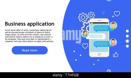 Business app technology phone vector icon. Web design mobile internet online, Smartphone marketing development concept work. Flat social media applica Stock Vector