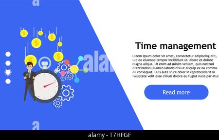 Time clock concept business person vector. Isolated symbol professional work icon. Efficiency process sign idea management. Digital communication team Stock Vector