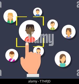 Outsource management illustration development business corporate teamwork sign. Resources manage employment strategy career. Solution analysis hiring  Stock Vector