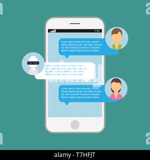 Chat bot robot speech internet. AI service mobile isolated app. Artifical intelligence assistance icon. Symbol information vector technology. Future c Stock Vector