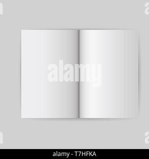 Book white blank template object. Open cover mock up isolated brochure vector. Empt page business paper background. Clean booklet magazine notebook. R Stock Vector