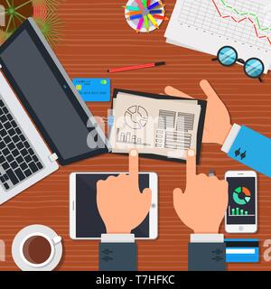 Business plan management strategy vector. Concept teamwork office icon symbol. Success team startup design sign. Development brainstorming research. C Stock Vector