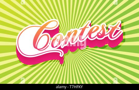 Contest illustration graphic win people. Fashion isolated winner competition sign background lettering. Vector giveway beautiful element pageant. Text Stock Vector