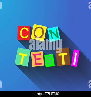 Contest illustration graphic win people. Fashion isolated winner competition sign background lettering. Vector giveway beautiful element pageant. Text Stock Vector