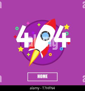 404 rocket error page background text. Found service information website graphic banner isolated. Oops not repair web vector wrong broken problem. Sim Stock Vector