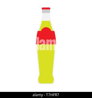 Drink soda glass vector liquid cocktail graphic. Cool transparent summer container freshness bottle. Flat energy party beverage. Restaurant closeup fo Stock Vector