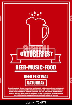 Oktoberfest celebration traditional decoration banner background. Bavarian glass beer illustration vector carnival invitation card. German festival pa Stock Vector