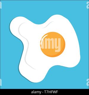 Omelette egg lunch cuisine cooking design. Yellow gourmett protein breakfast closeup. Organic yolk food vector flat. Graphic simple logo icon top view Stock Vector