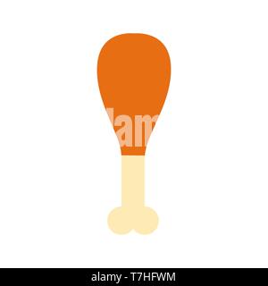 Chicken leg meal lunch delicious symbol design. Tasty bird restaurant sign vector meat. Closeup animal graphic icon food. Flat art grilled isolated ba Stock Vector