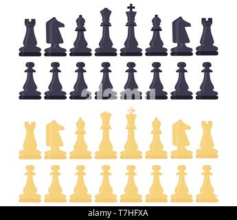Chess symbol design art leisure strategy. Sport pictogram game concept vector dice board. Figure king, queen, bishop, knight, rook, pawn. Illustration Stock Vector