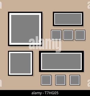 Photo frame collage blank set with flat design vector illustration Stock Vector
