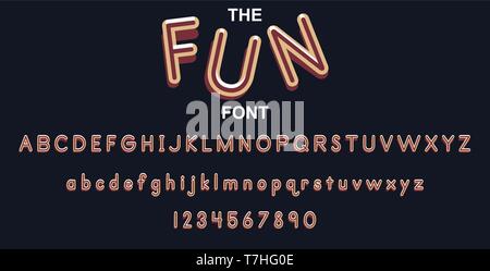 Fun font and alphabet with numbers. Vector typography letter design. Stock Vector