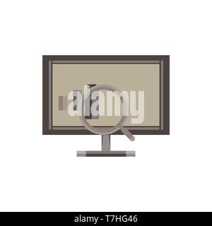 Analysis graph chart data vector graphic business flat design magnifying glass icon finance Stock Vector