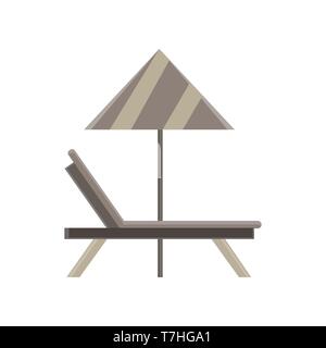 Recliner vector chair illustration reclining icon summer cushion design comfort flat black beach Stock Vector
