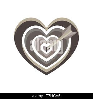 Heart target vector arrow love cupid icon valentine symbol flat illustration Stock Vector